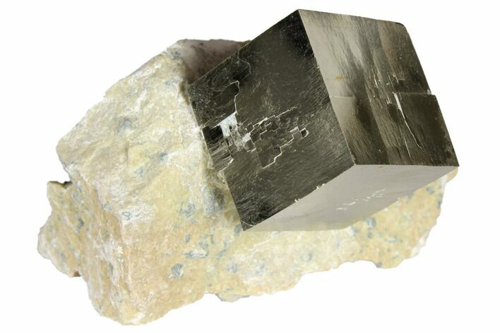 Shiny, Natural Pyrite Cube In Rock - Navajun, Spain #118266